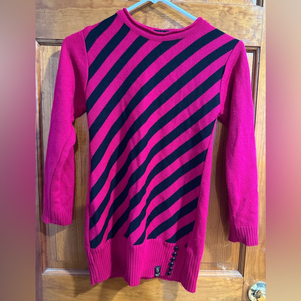 Striped Pink and Black Women's Sweater